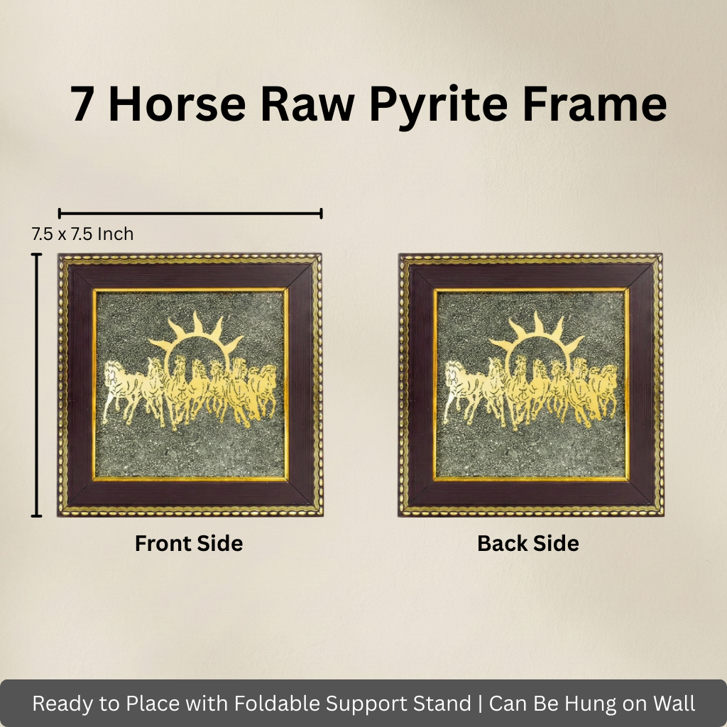 7 Horse On Raw Pyrite Frame