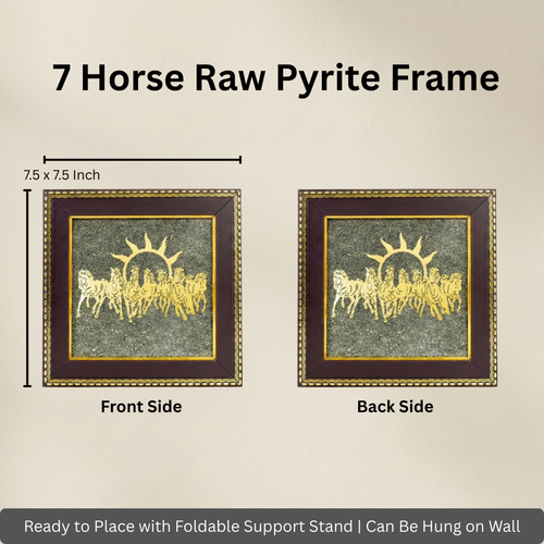 7 Horse On Raw Pyrite Frame