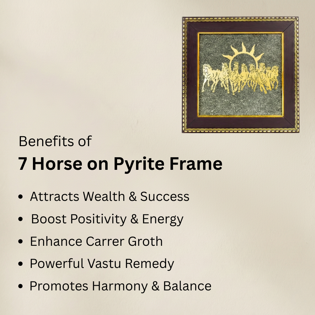 7 Horse On Raw Pyrite Frame