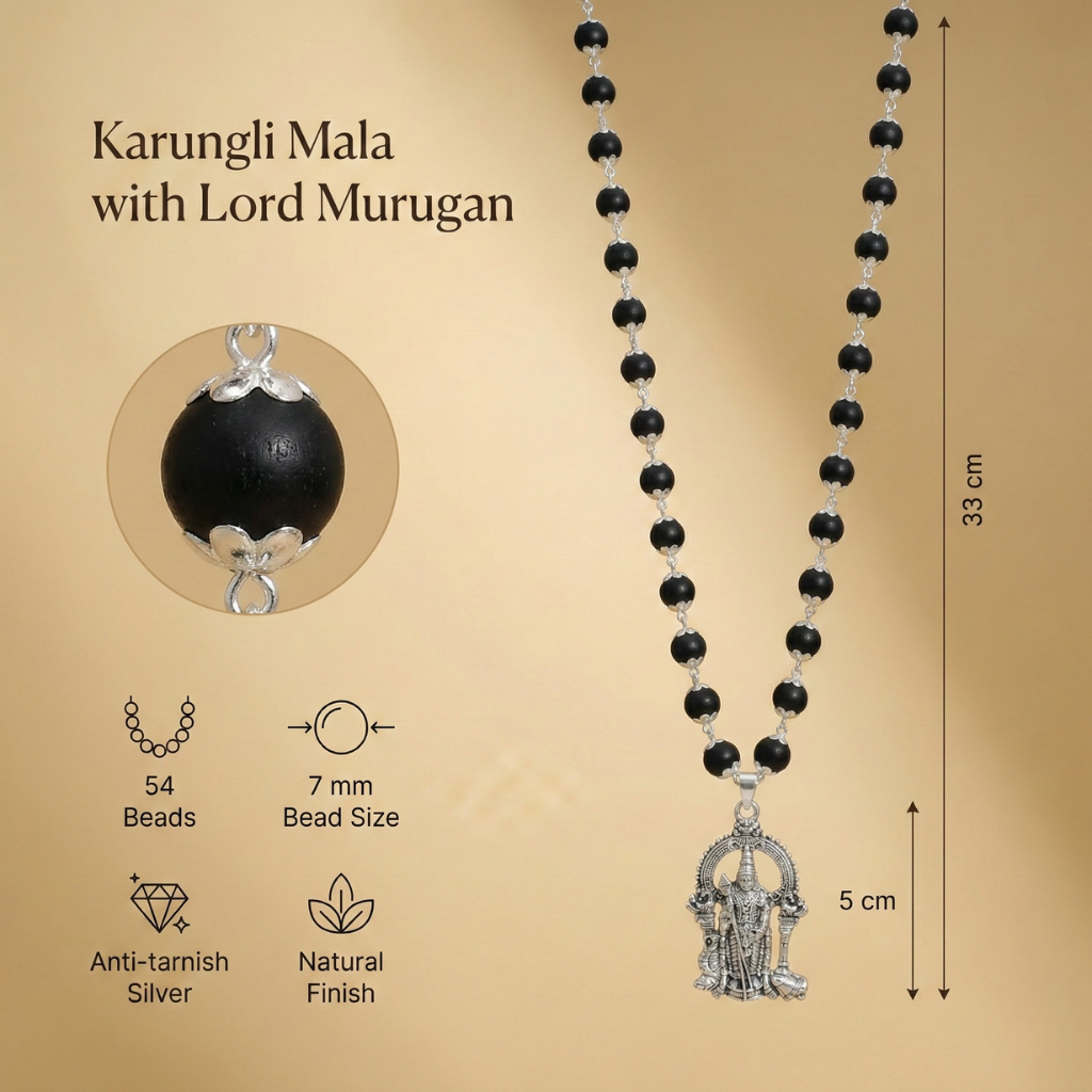 Lord Murugan Pendant WIth Karungli Malai
