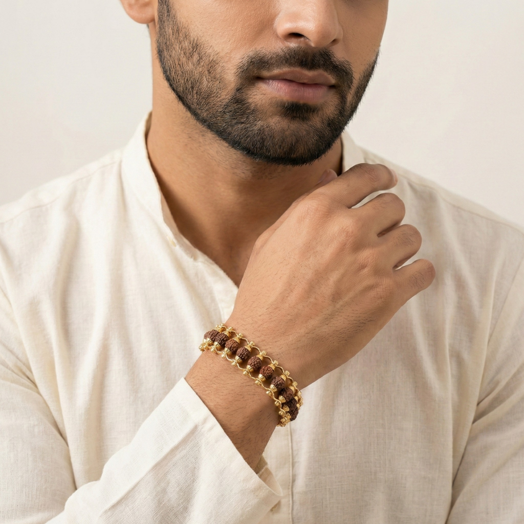 Gold Plated Rudraksha Bracelet