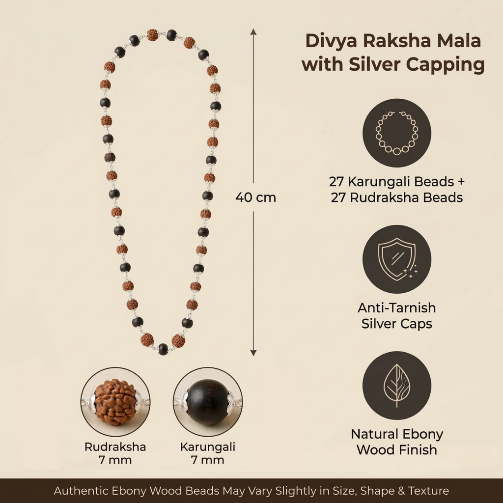 Divya Raksha Karungali + Rudraksha Mala