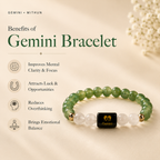 Gemini (मिथुन राशि) Zodiac Green Aventurine & Milky Quartz Bracelet