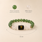 Gemini (मिथुन राशि) Zodiac Green Aventurine & Milky Quartz Bracelet