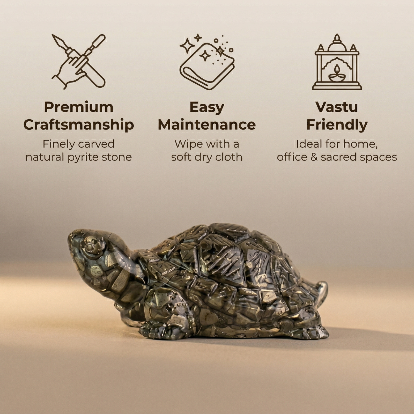 Raw Pyrite Turtle (Kachhua)